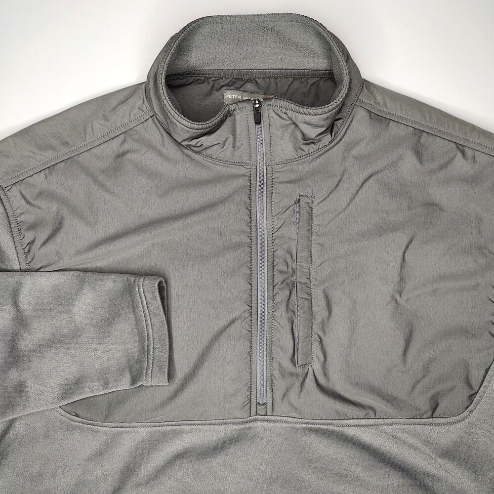 Peter Millar Crown Sport 1/4 Zip Sweater Gray Cameron Hybrid MF17EZ32 Mens Large
